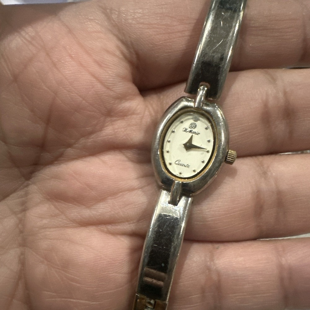 Working VTG D’Mario Dainty Oval Women’s Watch Two Tone Gold Plated Japan Fit 6in